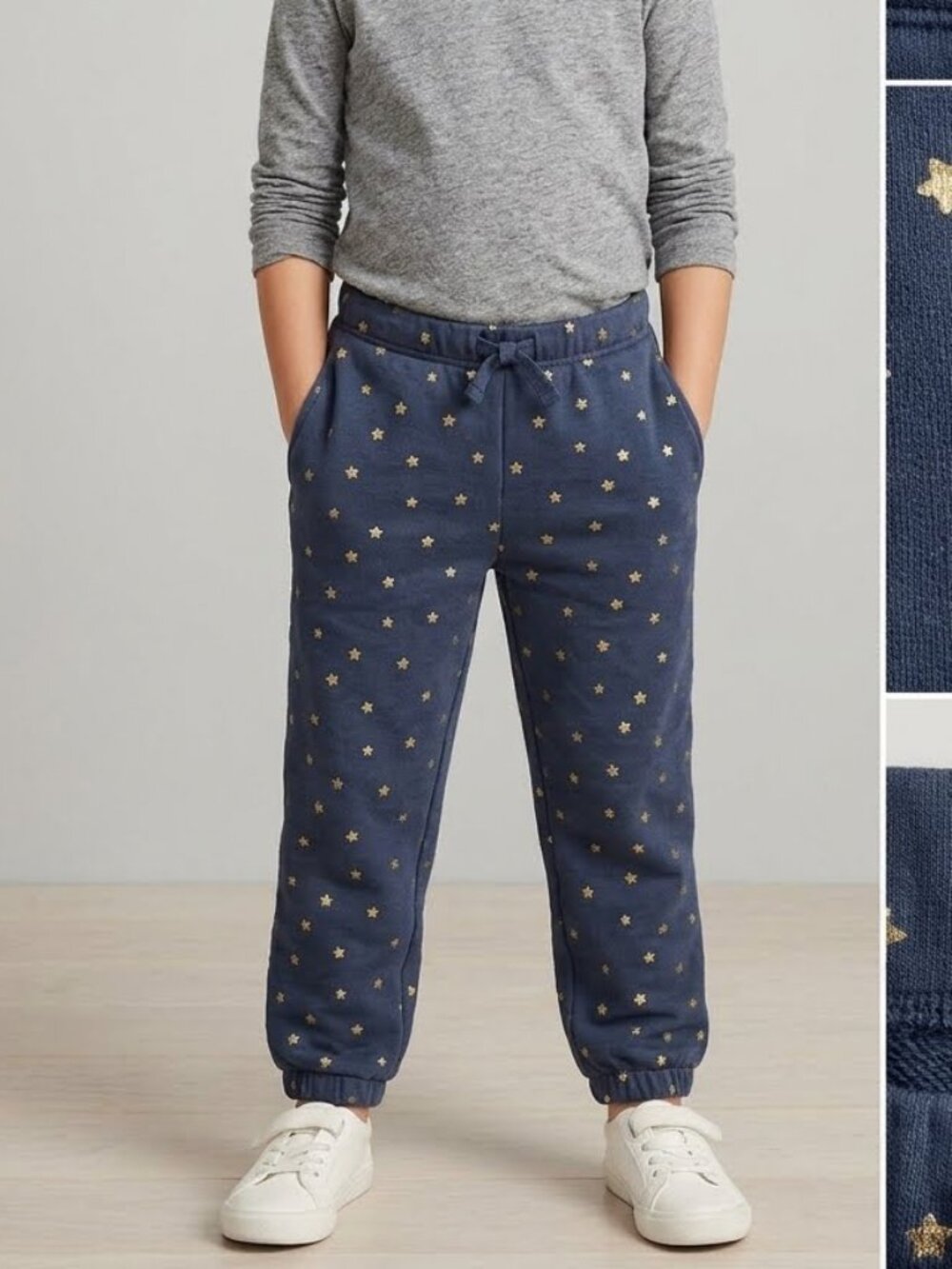 Carter’s Toddler Girls Navy Blue Metallic Foil Gold Star Fleece Joggers sz 6/6X